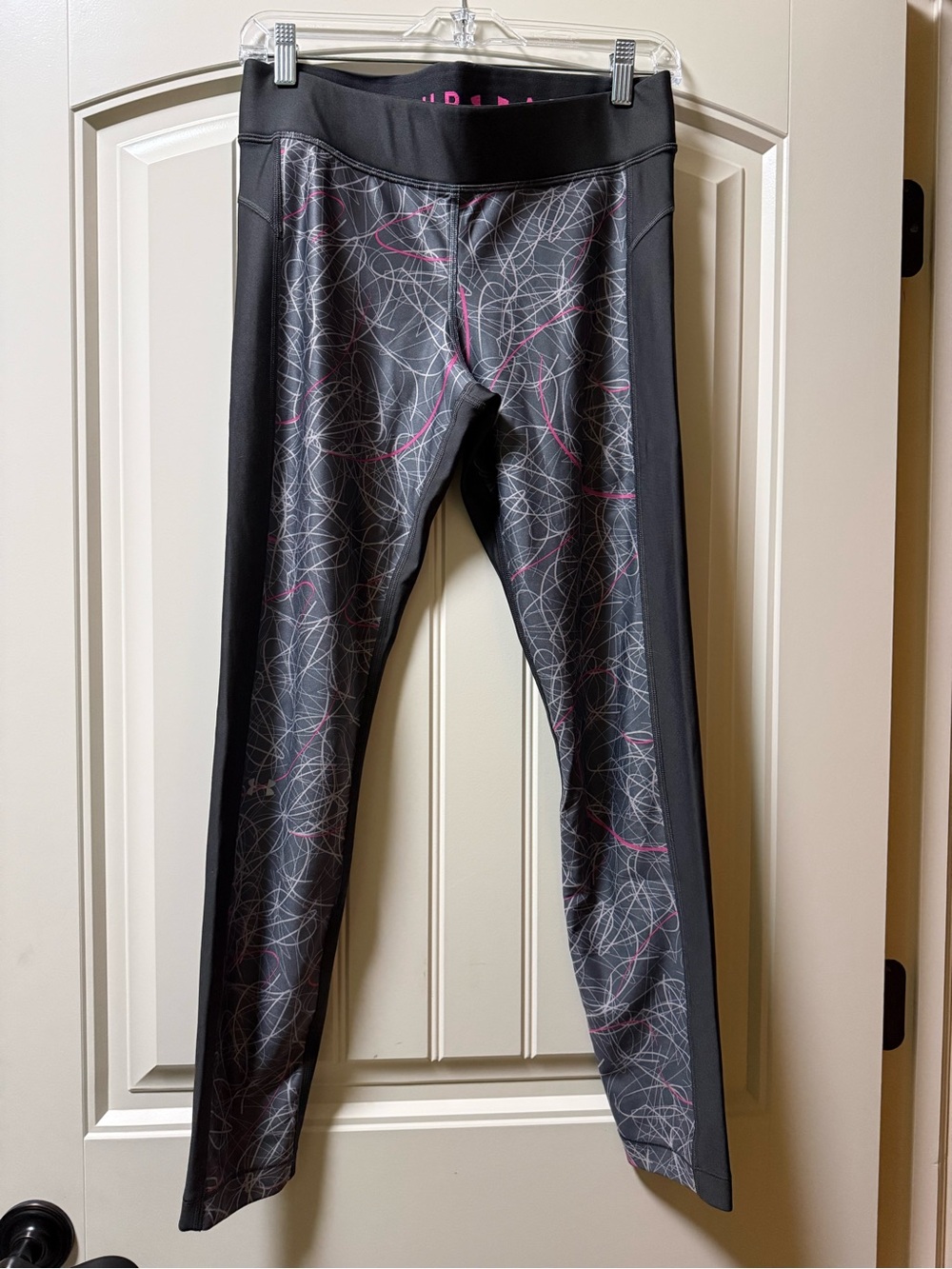 Under Armour Grey Leggings with Pink & Silver Abstract Print